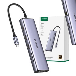 Adapter 10in1 UGREEN Revodok CM498 Hub USB to 3x USB-A 3.0, HDMI, VGA, RJ45, SD/TF, AUX3.5mm, PD Converter