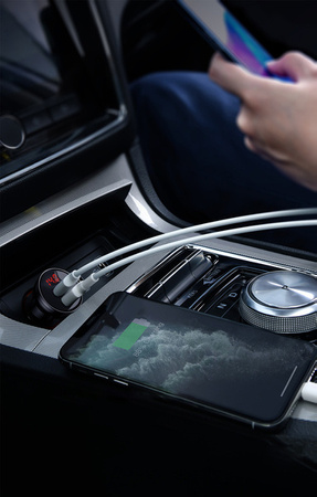 Baseus car charger with 24W display + Baseus Three Primary Colors 1.2m USB cable 3in1