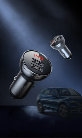 Baseus car charger with 24W display + Baseus Three Primary Colors 1.2m USB cable 3in1