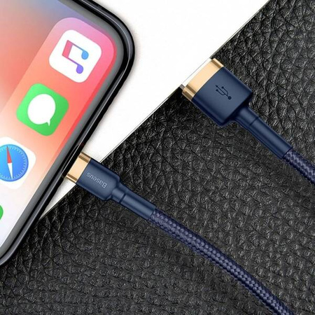 Baseus Cafule 1.5A 2m USB Lightning Cable (gold and navy blue)