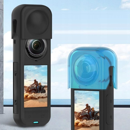 Puluz PU757B | Silicone Case + Lens Cap | Protective Cover for Insta360 X5 | Black