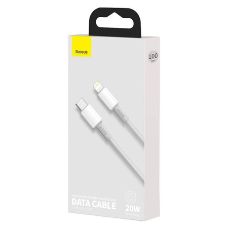 Baseus High Density Braided USB-C to Lightning cable, 20W, 5A, PD, 1m (white)