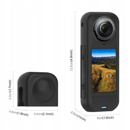 Puluz PU757B | Silicone Case + Lens Cap | Protective Cover for Insta360 X5 | Black