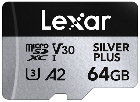 microSDXC Silver Plus 1066x UHS-I/U3/A2/4K R205/W100 (V30) 64GB