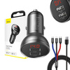 Baseus car charger with 24W display + Baseus Three Primary Colors 1.2m USB cable 3in1