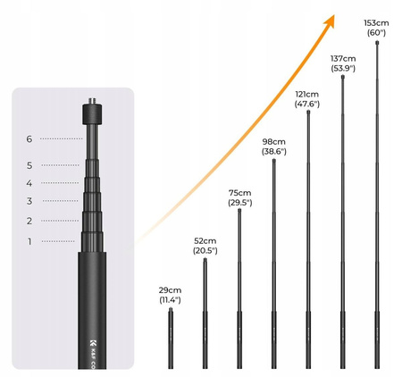 K&F Concept MS07 Selfie Stick 153cm for Insta360