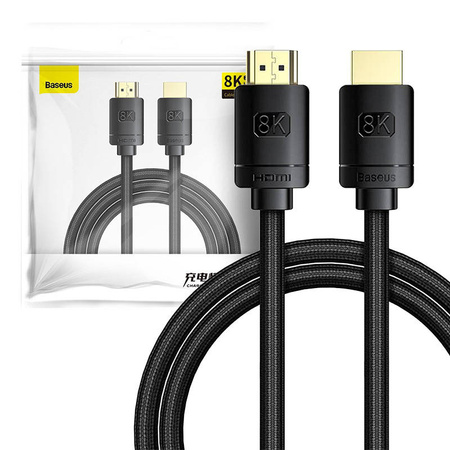 Baseus High Definition Series | HDMI 2.1 cable | 8K | 60Hz | 3D | HDR | 48GBPS | 2m Black