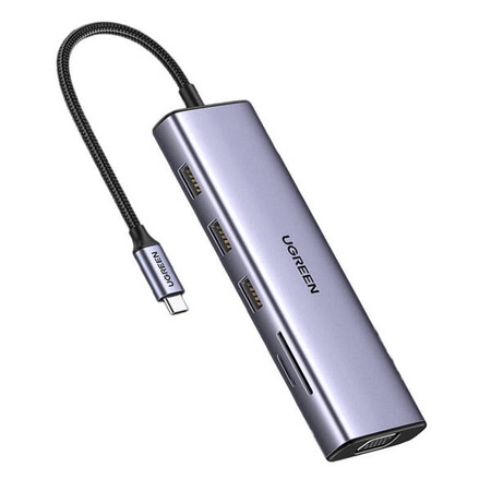 Adapter 10in1 UGREEN Revodok CM498 Hub USB to 3x USB-A 3.0, HDMI, VGA, RJ45, SD/TF, AUX3.5mm, PD Converter