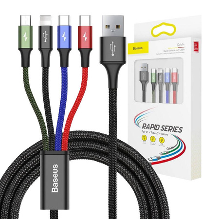 USB Baseus Fast 4W1 2xUSB-C / Lightning / Micro 3.5A 1.2M (black) cable