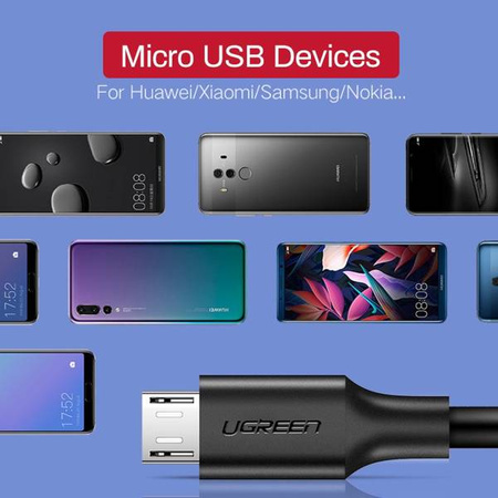 UGREEN QC 3.0 2.4A 0.5m USB to Micro USB Cable (Black)