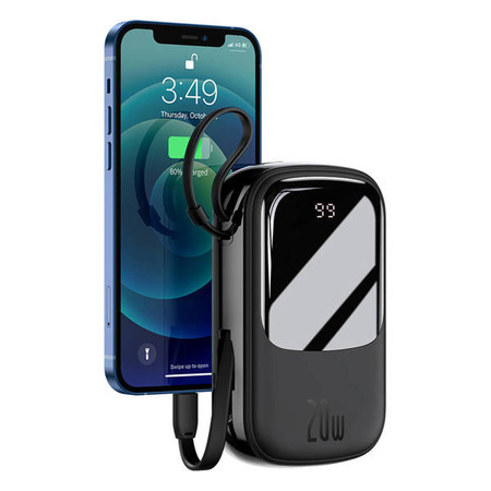 Baseus Qpow powerbank with Lightning cable, USB-C, USB, 20000mAh, 20W (black)