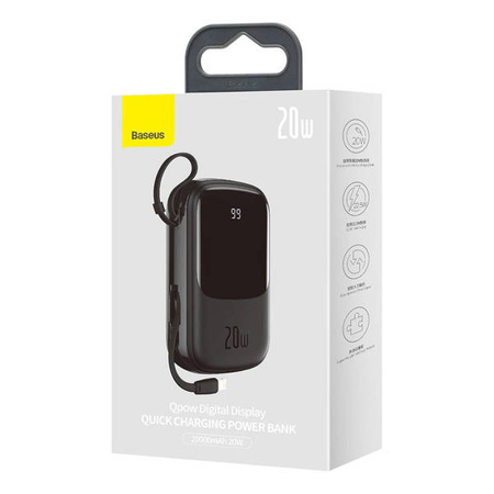 Baseus Qpow powerbank with Lightning cable, USB-C, USB, 20000mAh, 20W (black)