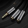 Rozdzielacz audio AUX UGREEN AV123 kabel jack 3,5 mm, 20cm (szary)