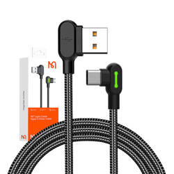 Mcdodo CA-5282 LED angled USB to USB-C cable, 1.8m (black)