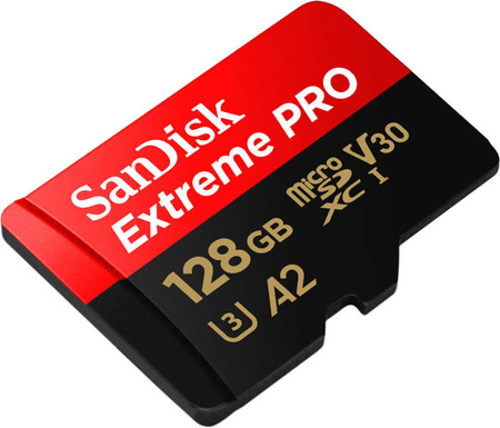 SANDISK EXTREME PRO microSDXC CARD 128GB 200/90 MB/s A2 C10 V30 UHS-I U3