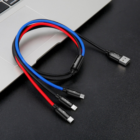 Baseus car charger with 24W display + Baseus Three Primary Colors 1.2m USB cable 3in1
