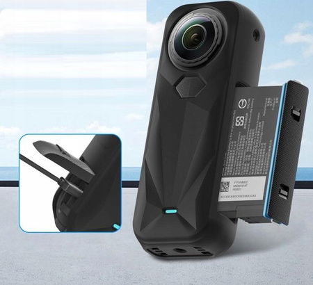 Puluz PU757B | Silicone Case + Lens Cap | Protective Cover for Insta360 X5 | Black