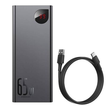 Powerbank Baseus Adaman Metal 20000mAh, PD, QC 3.0, 65W, 2xUSB + USB-C + micro USB, (black)