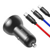 Baseus car charger with 24W display + Baseus Three Primary Colors 1.2m USB cable 3in1
