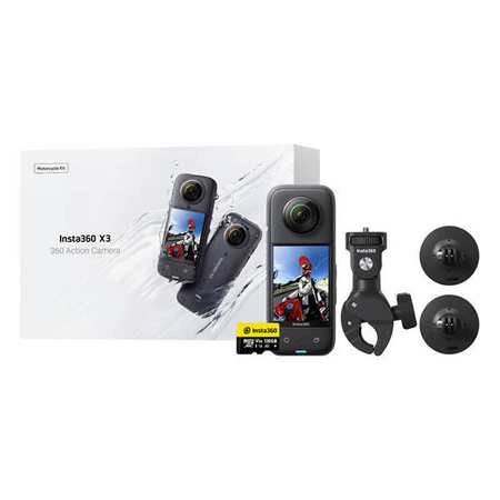 Insta360 X3 Motorcycle Kit | zestaw z akcesoriami i ulepszonym uchwytem na kierownicę | z okazji JOYRIDE Invisible Selfie Stick 114cm w cenie zestawu!