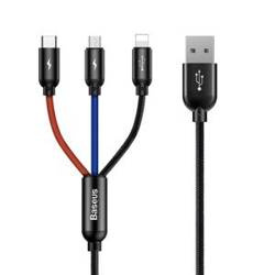 Baseus 3in1 cable | 0.3m | MicroUSB | USB-C | Lightning | 3.5A | Black