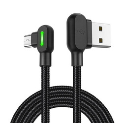 Mcdodo CA-5280 LED - kabel USB do MicroUSB kątowy 3m (czarny)