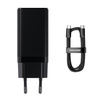 Baseus GaN3 Pro wall charger, 2xUSB-C + USB, 65W (black)