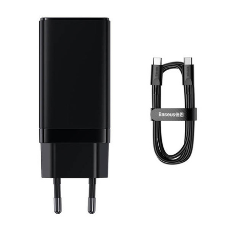 Baseus GaN3 Pro wall charger, 2xUSB-C + USB, 65W (black)