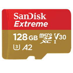 KARTA SANDISK EXTREME microSDXC 128 GB 190/90 MB/s A2 C10 V30 UHS-I U3 ActionCam