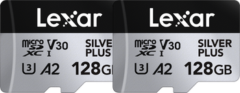 Lexar microSDXC Professional SILVER Plus R205/W150 128GB - Zestaw | dwie karty MicroSD
