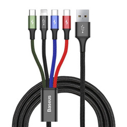 Kabel USB Baseus Fast 4w1 2xUSB-C / Lightning / Micro 3,5A 1.2m (czarny)