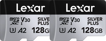 Lexar microSDXC Professional SILVER Plus R205/W150 128GB - Zestaw | dwie karty MicroSD