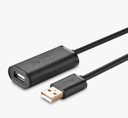 Kabel przedłużający USB 2.0 UGREEN US121, aktywny, 15m (czarny)