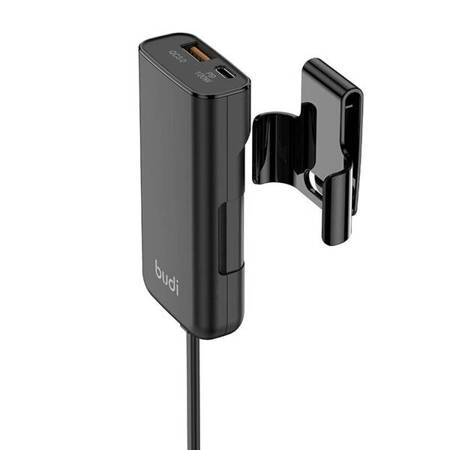 Ładowarka samochodowa Budi 118W, USB + USB-C, PD + QC 3.0 (czarna)